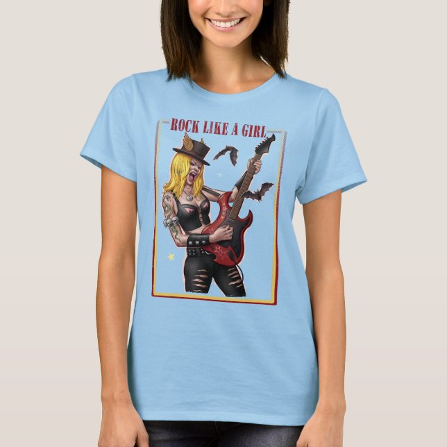 Camiseta Garota Poderosa Rock – Toque como uma Garota  (Frente)