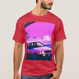 Camiseta Garota pôr do sol Vaporwave Car Synthwave retrô en