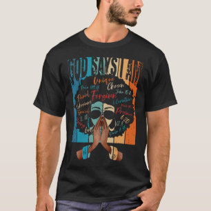 Camiseta Garota Preta Vintage Deus Diz Que Eu Sou Preto Mel