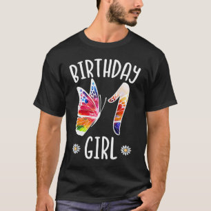 Camiseta Garota primeiro aniversario Borboletas 1 Anos Meni