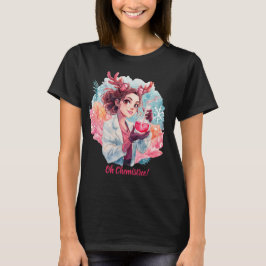Camiseta Garota Química Festiva Aquarela Arte Científica