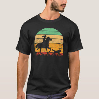Camiseta Garota Retro Com Cachorros E CavaloCavalgadaCavalo