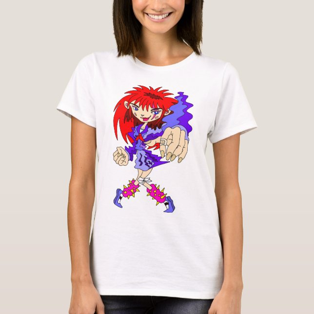 Camiseta Garota Retro Cyberpunk. (Frente)