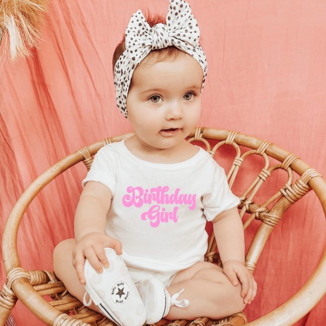 Camiseta Garota Rosa de Aniversário 1rua Primeiro Aniversár (Criador carregado)