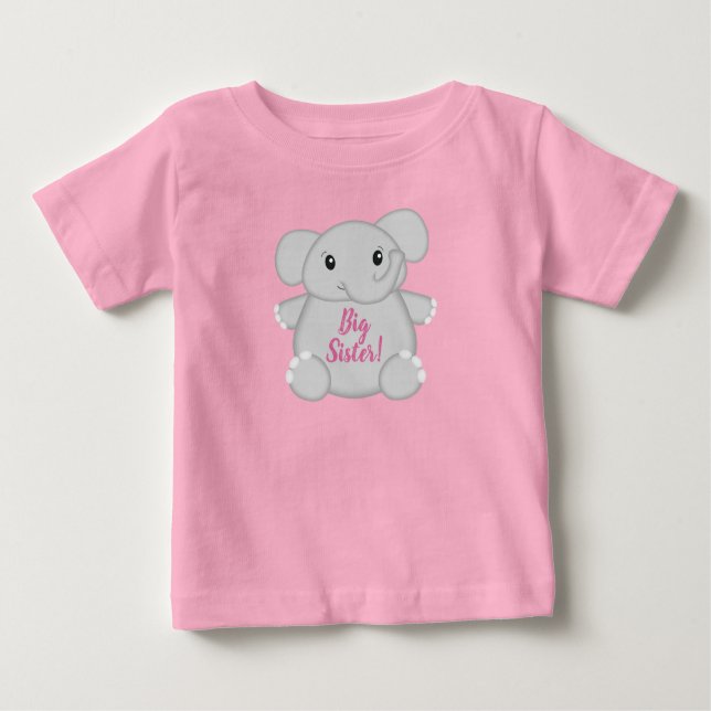 Camiseta Garota Safari Rosa-Chá de fraldas-Elefante (Frente)