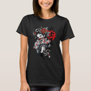 Camiseta Garota Samurai Japonesa E Vintage Sakura Cherry Bl