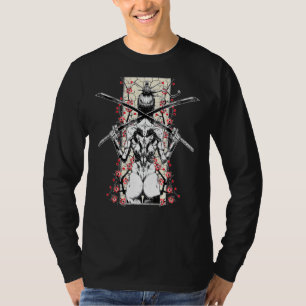 Camiseta Garota Samurai Japonesa E Vintage Sakura Cherry Bl