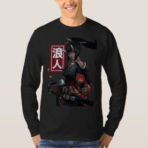 Camiseta Garota Samurai Japonesa E Vintage Sakura Cherry Bl