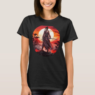 Camiseta Garota Samurai Japonesa Vintage Retro Sakura Cherr