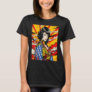 Camiseta Garota Samurai Japonesa Vintage Retro Sakura Cherr