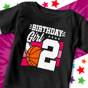 Camiseta Garota segundo aniversário de basquete de 2 anos