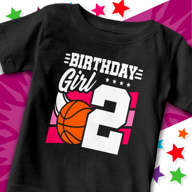 Camiseta Garota segundo aniversário de basquete de 2 anos (Criador carregado)