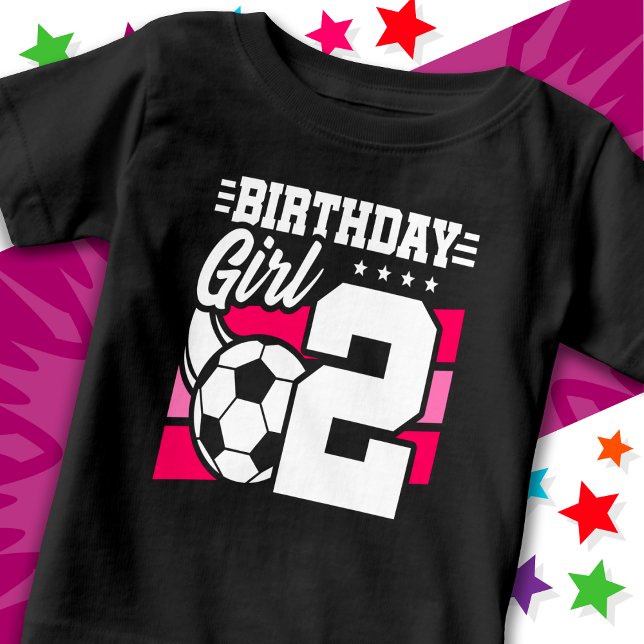 Camiseta Garota segundo aniversário de futebol de 2 anos (Criador carregado)