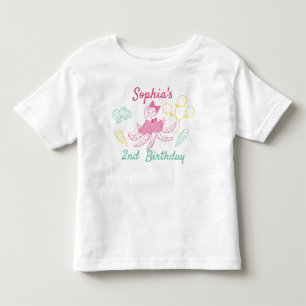 Camiseta Garota-segundo aniversário Rosa-Rosa-Gelada