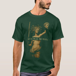 Camiseta Garota Será Garotas Antiga Medusa Segurando Cabeça