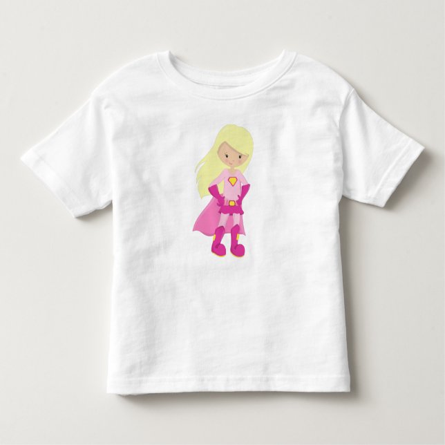 Camiseta Garota Super-Herói, Cabelo Loiro, Garota Bonita, C (Frente)