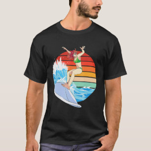 Camiseta Garota surfa mulher surfando ondas fêmeas Surf Boa