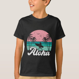Camiseta Garota Surfista Aloha Havaí Surf Havaiano Vintage 