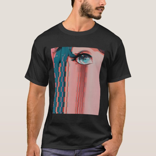 Camiseta Garota Triste de Animação Vaporwave Aestética Olho (Frente)