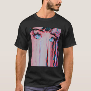 Camiseta Garota Triste do Anime Estética Vaporwave Olhos de