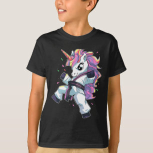 Camiseta Garota Unicórnio de Karatê Artes Marciais Taekwond