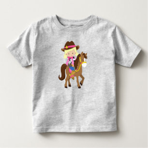 Camiseta Garota, Xerife, Cavalo, Ocidental, Cabelo Louro