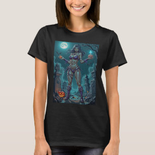 Camiseta Garota Zumbi Oferece Guloseimas ou Miolos de Hallo