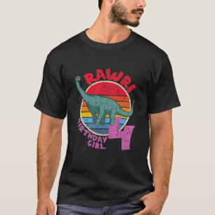 Camiseta Garotas 4 De Aniversário Eu Rawr! Brachiosaurus I