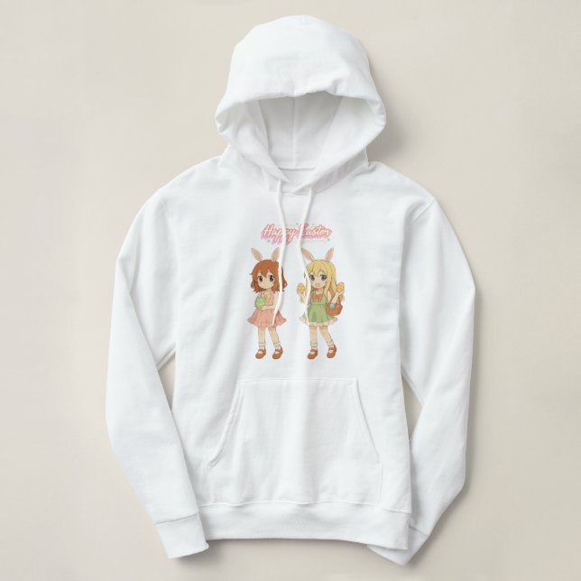 Camiseta Garotas anime coelhinhas da Páscoa fofas (Frente do Design)