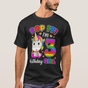 Camiseta Garotas aniversário de 3 anos Unicorn de 3 anos Po
