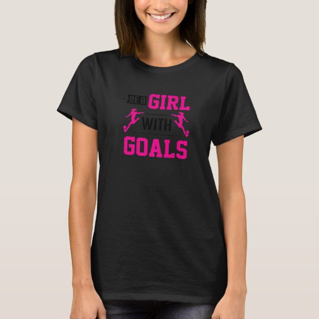 Camiseta Garotas Bicando Garota De Futebol Com Objetivos Le (Frente)