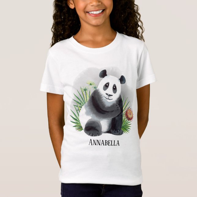 Camiseta garotas bonitinhas amantes do urso panda adicionam (Frente)