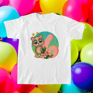 Camiseta Garotas bonitinhas de seis anos Camisa-do-urso de
