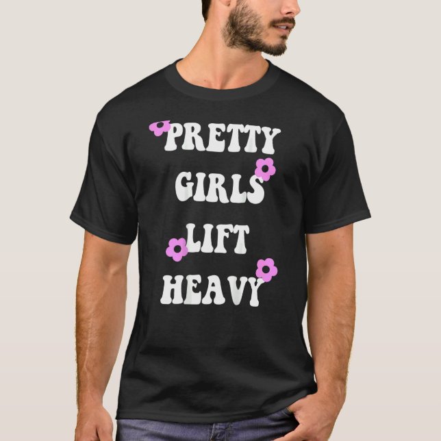 Camiseta Garotas bonito levantam ginástica pesada (Frente)