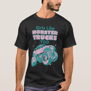Camiseta Garotas Como Caminhões Monstros Muito Rosa