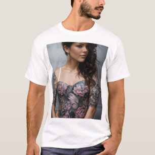 Camiseta Garotas Corpo e Tatuagem de Mão