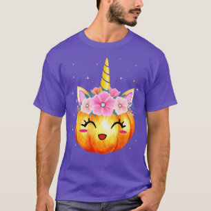 Camiseta Garotas de Ação de Graças do Justo Unicorn Pumpkin