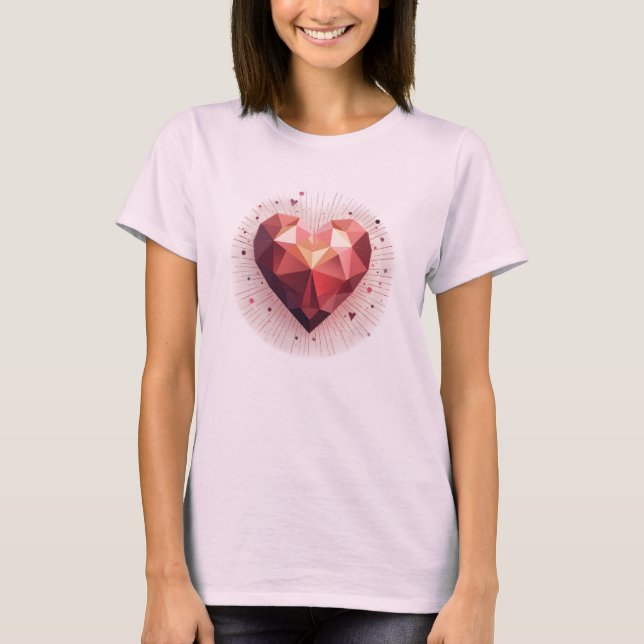 Camiseta Garotas de Amor Geométrica Rosa Cristal (Frente)