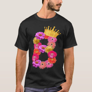 Camiseta Garotas de aniversário de 8 anos florescem sua cor