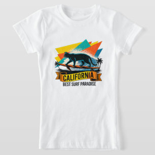Camiseta Garotas de Surf de Gato de Verão Praia Retro da Ca