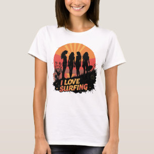 Camiseta Garotas do Esquadrão Ilove Surfing Ilha Mar Fofo
