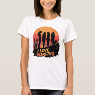 Camiseta Garotas do Esquadrão Ilove Surfing Ilha Mar Fofo