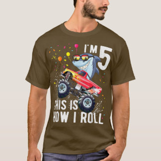 Camiseta Garotas e 5 de Aniversário do Tubarão Monstro
