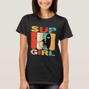 Camiseta Garotas engraçadas SUP se posicionam remando surfa