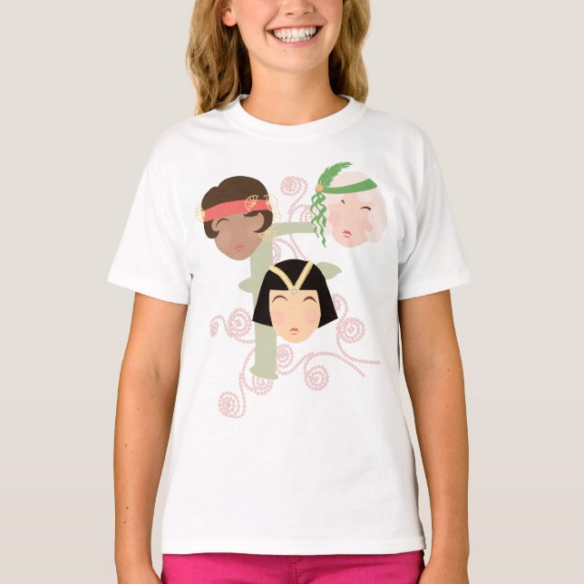 Camiseta Garotas flapper dos loucos anos 20 (Frente)