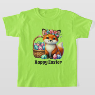 Camiseta Garotas fofas Raposa Feliz Páscoa