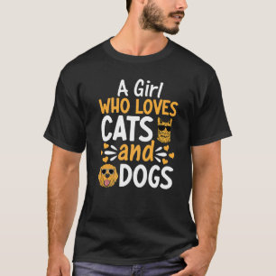 Camiseta Garotas Gatos Cachorros Eu Sou Uma Garota Que Ama