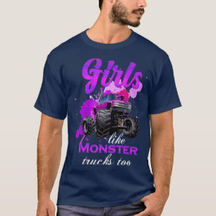 Camiseta Garotas gostam de caminhões monstros também presen