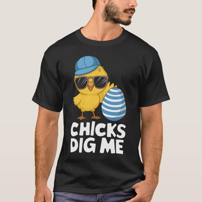 Camiseta Garotas Me Digram Páscoa Caça a Ovos Engraçada (Frente)