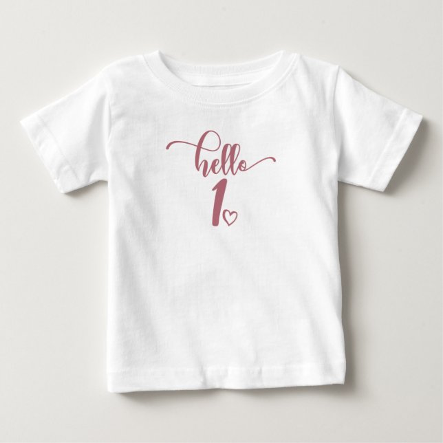Camiseta Garotas primeiros aniversarios Olá Um Bebê Bonito  (Frente)